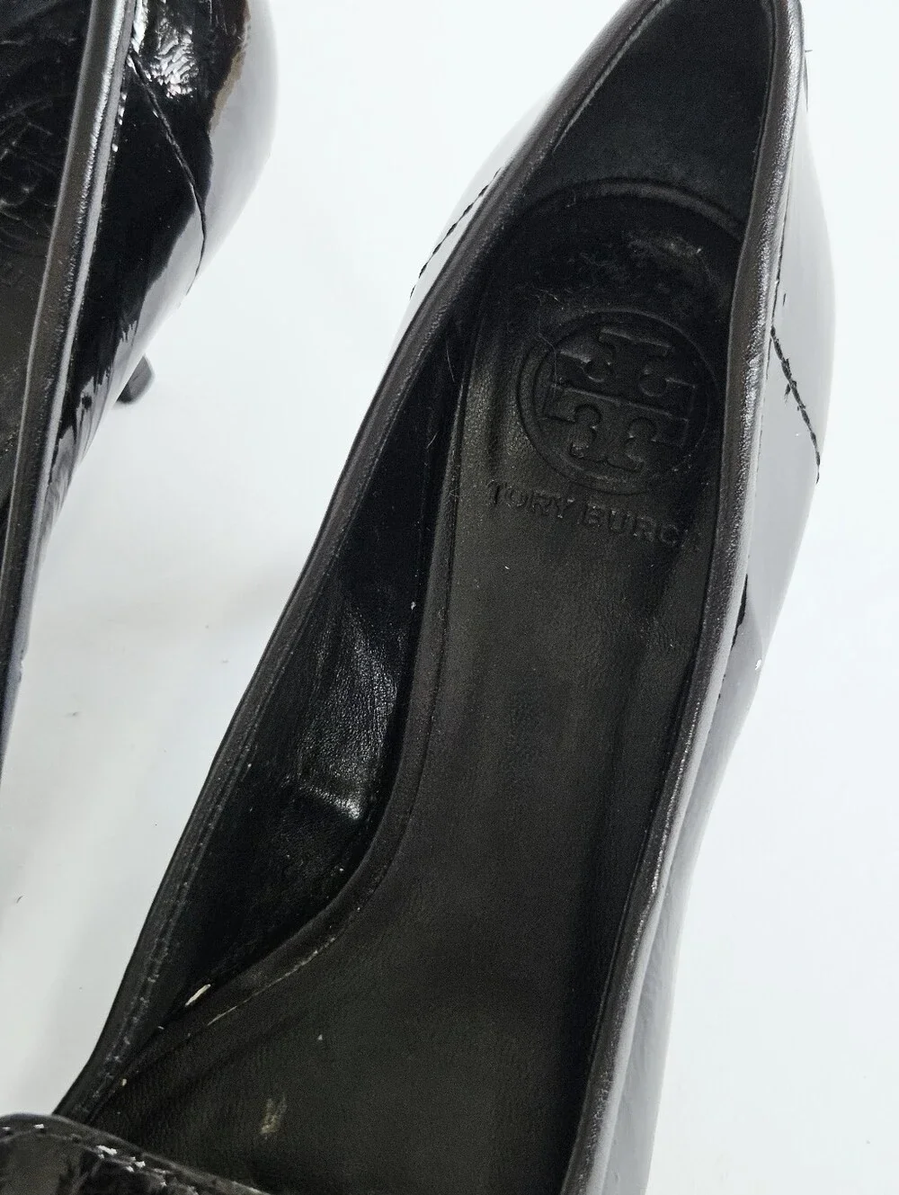 Tory Burch Vintage Sleep Pointed Toe Black Patent Leather Kitten Heel Pumps 7